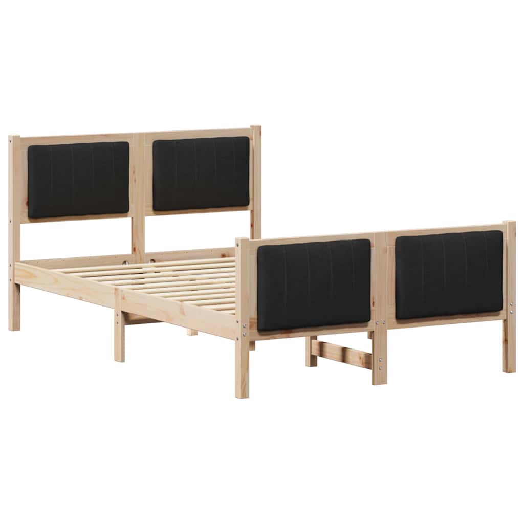 Ágykeret fejtámlával Barna és fekete 120 x 200 cm Tömör fenyőfa