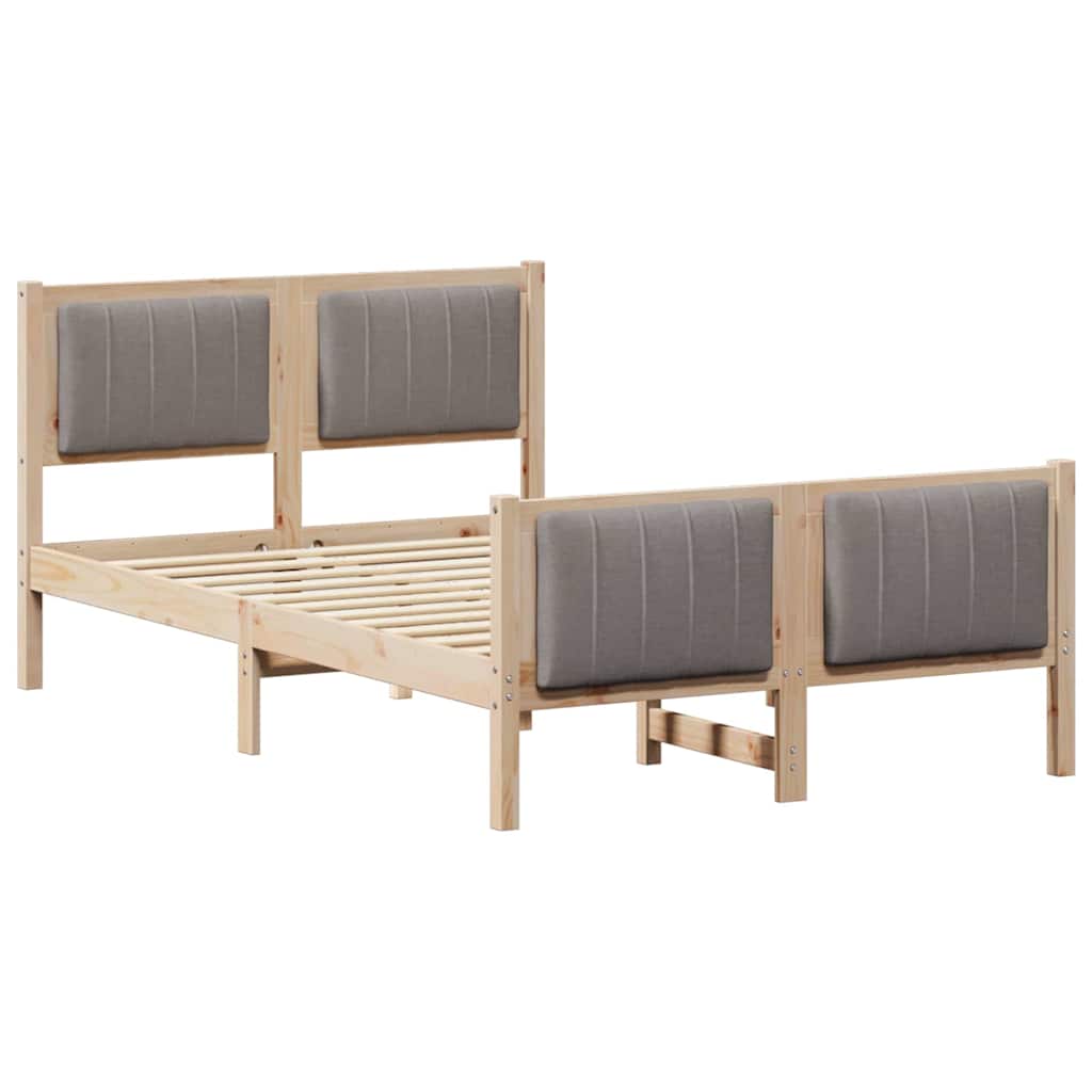 Ágykeret fejtámlával Barna és taupe 120 x 200 cm Tömör fenyőfa