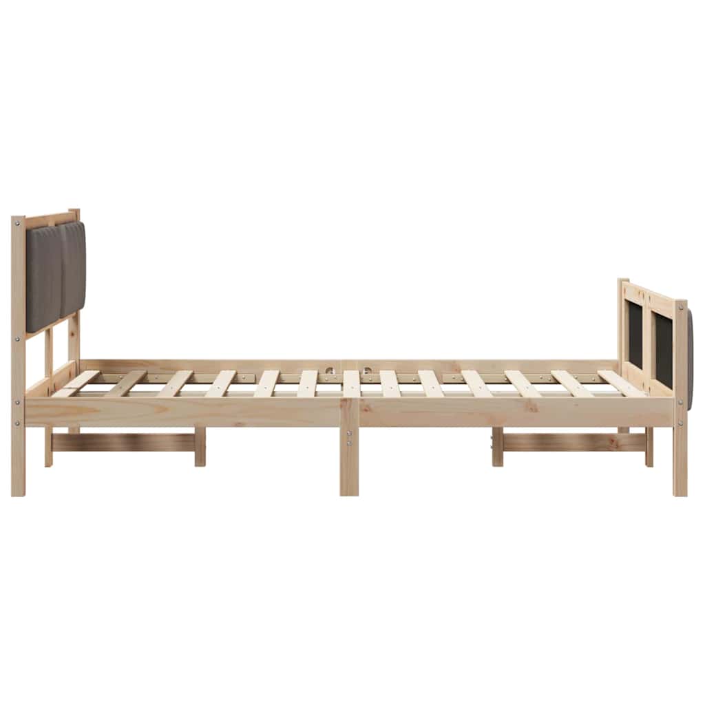 Ágykeret fejtámlával Barna és taupe 120 x 200 cm Tömör fenyőfa