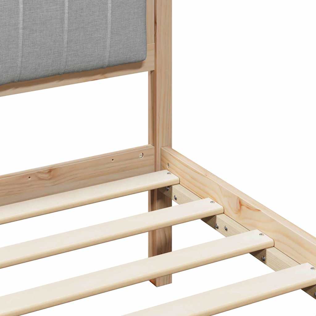 Ágykeret Barna és világosszürke 135 x 190 cm Tömör fenyőfa