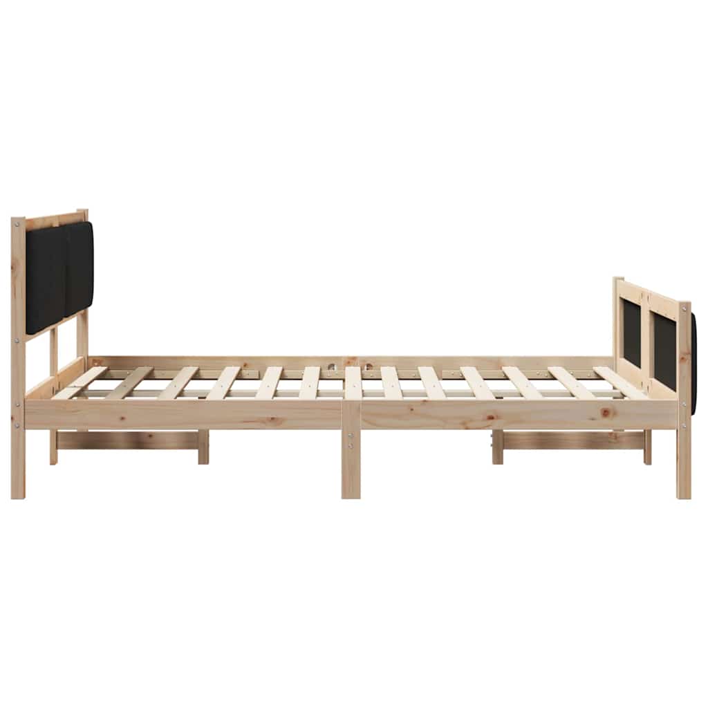Ágykeret fejtámlával Barna és fekete 135 x 190 cm Tömör fenyőfa