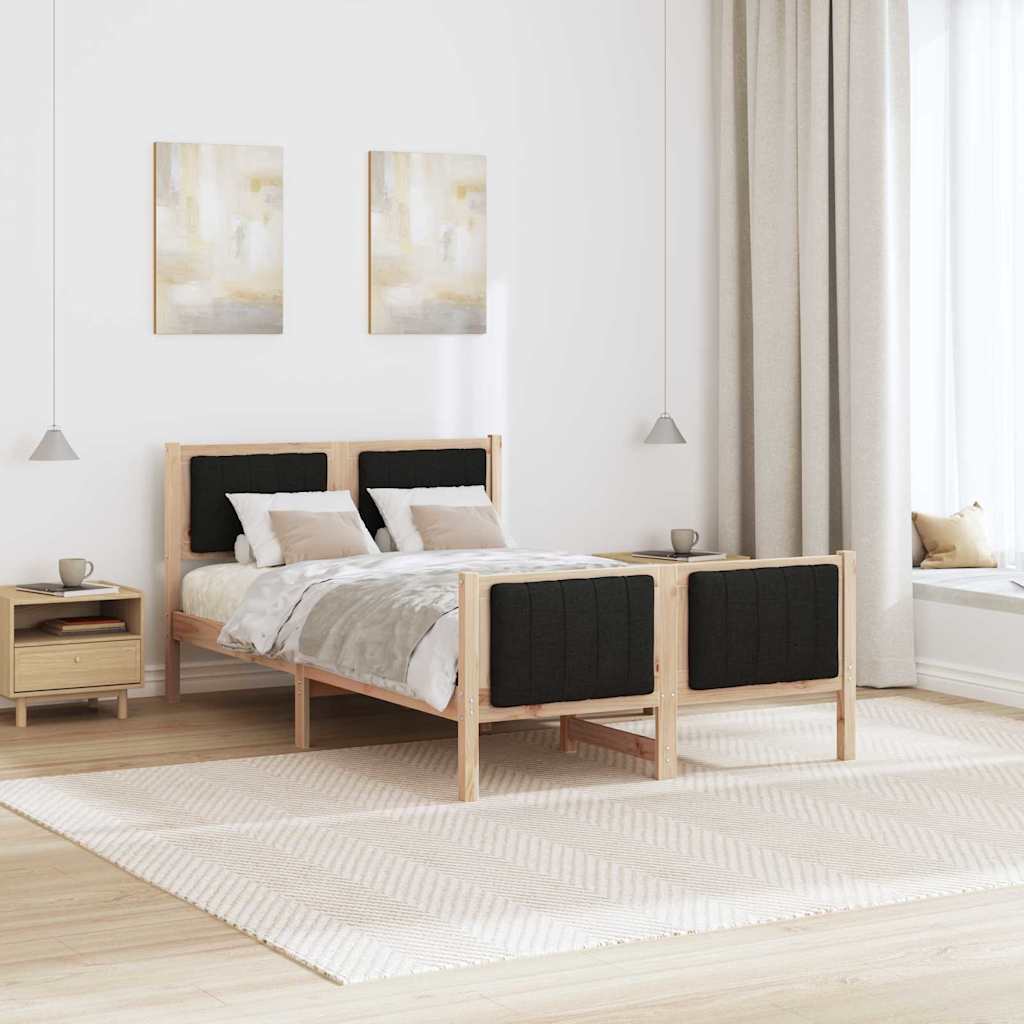 Ágykeret fejtámlával Barna és fekete 120 x 190 cm Tömör fenyőfa