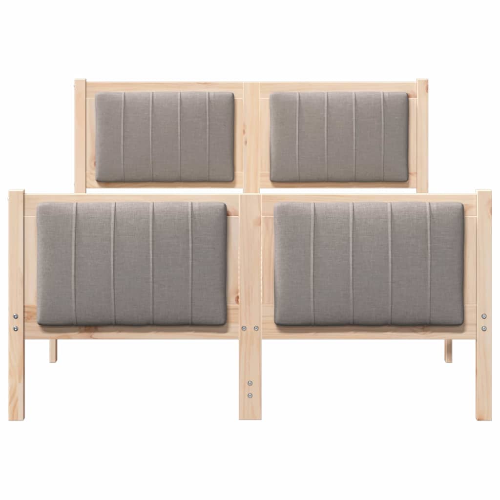 Ágykeret fejtámlával Barna és taupe 120 x 190 cm Tömör fenyőfa