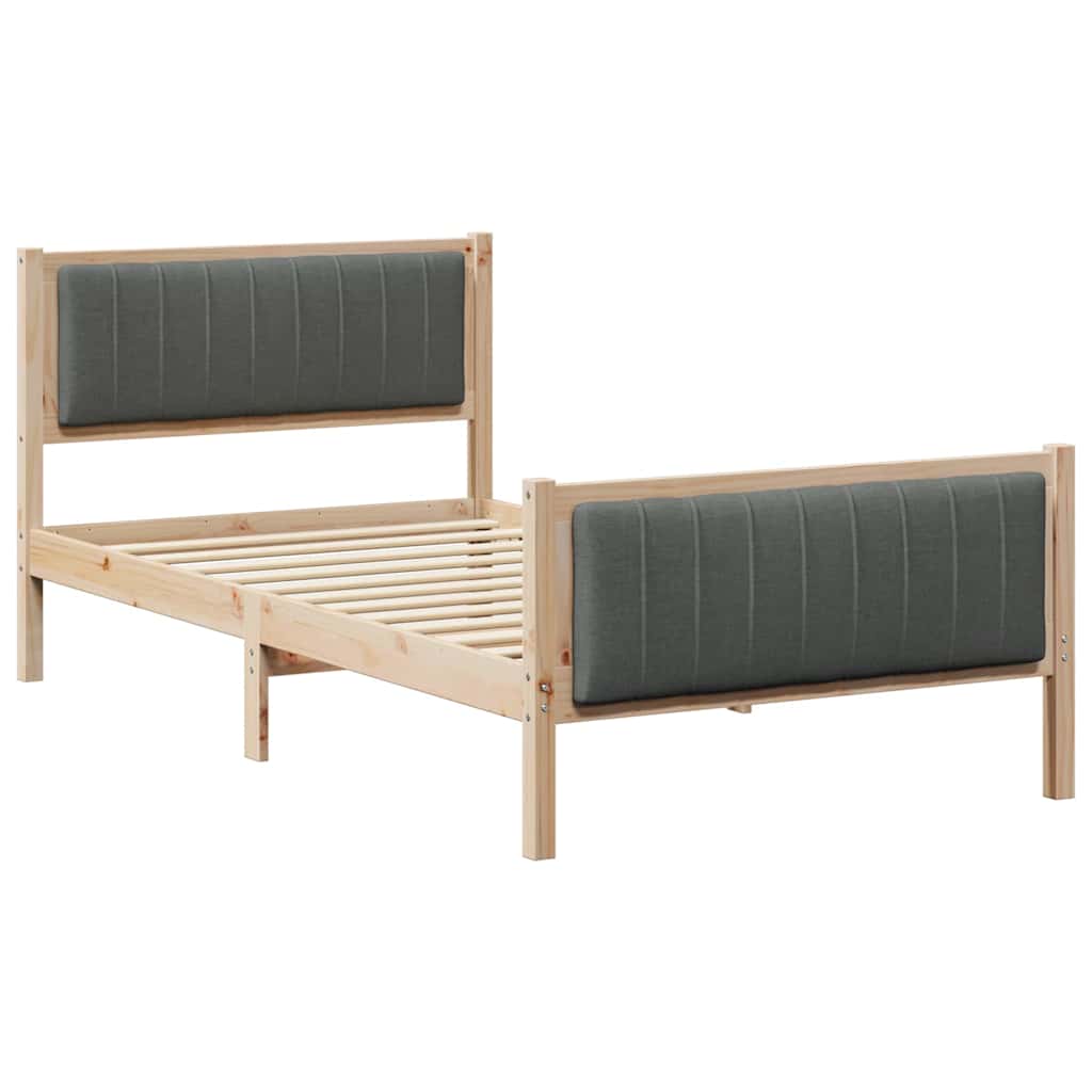 Ágykeret barna és sötétszürke 100 x 200 cm Tömör fenyőfa