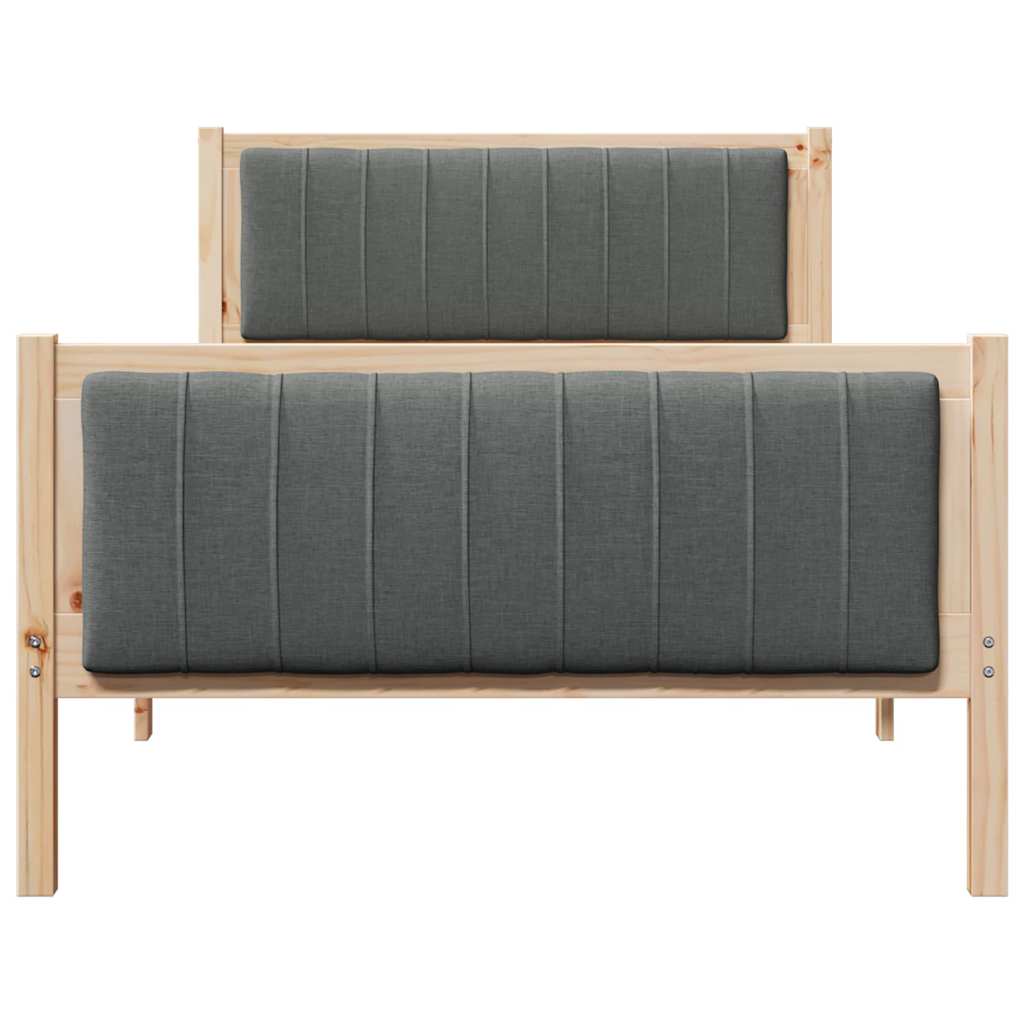 Ágykeret barna és sötétszürke 100 x 200 cm Tömör fenyőfa