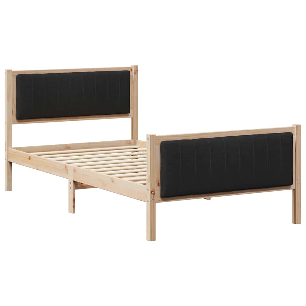 Ágykeret fejtámlával Barna és fekete 100 x 200 cm Tömör fenyőfa