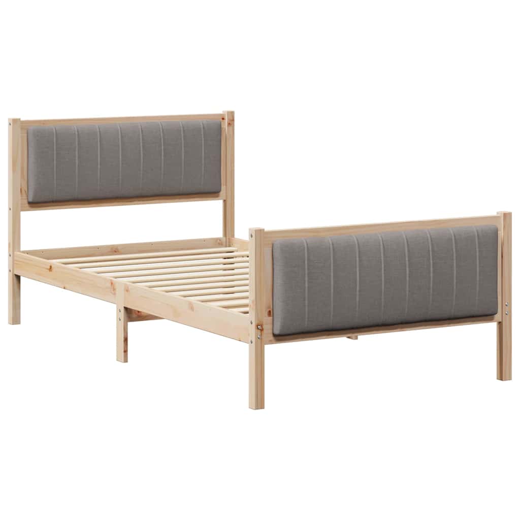 Ágykeret fejtámlával Barna és taupe 100 x 200 cm Tömör fenyőfa