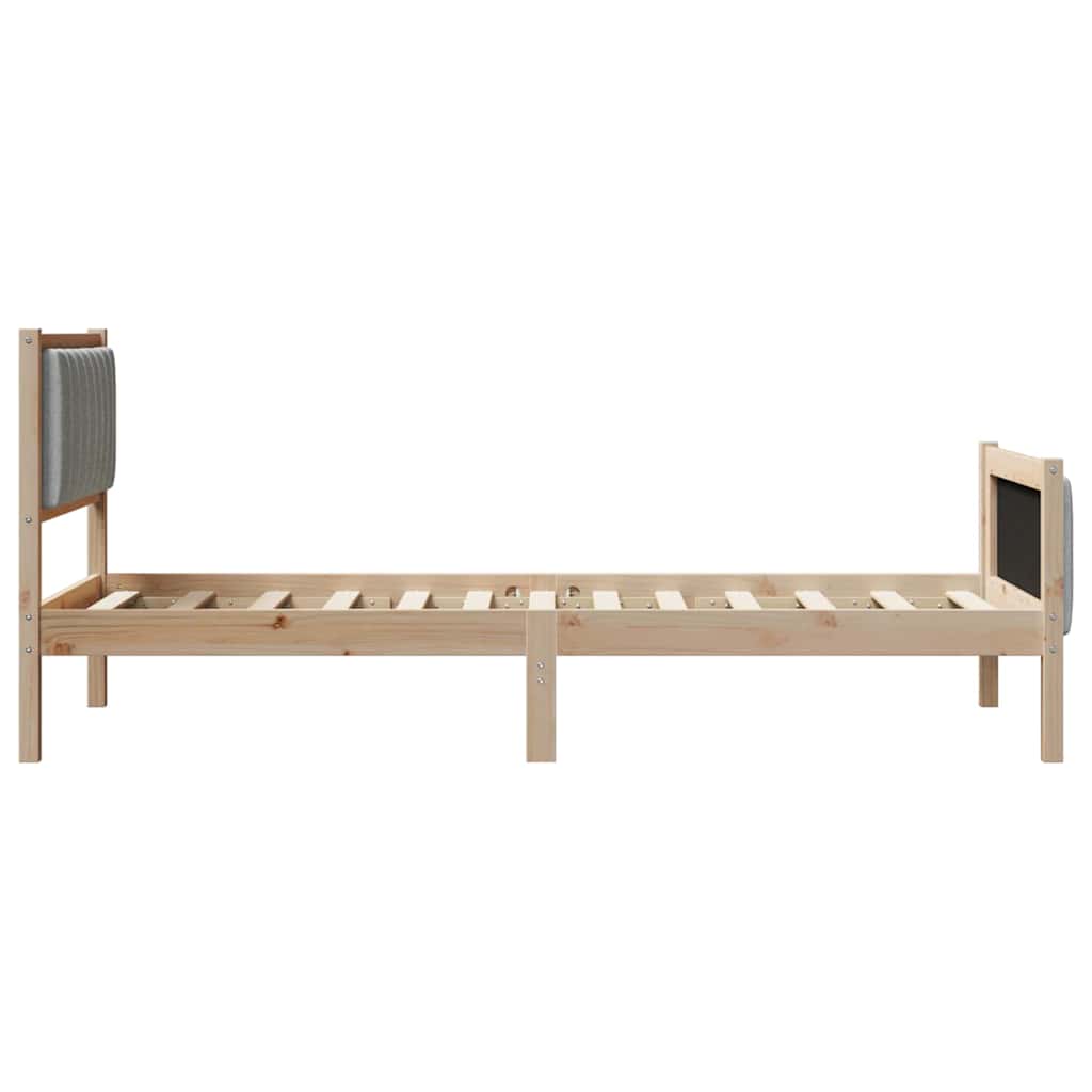 Ágykeret Barna és világosszürke 90 x 200 cm Tömör fenyőfa