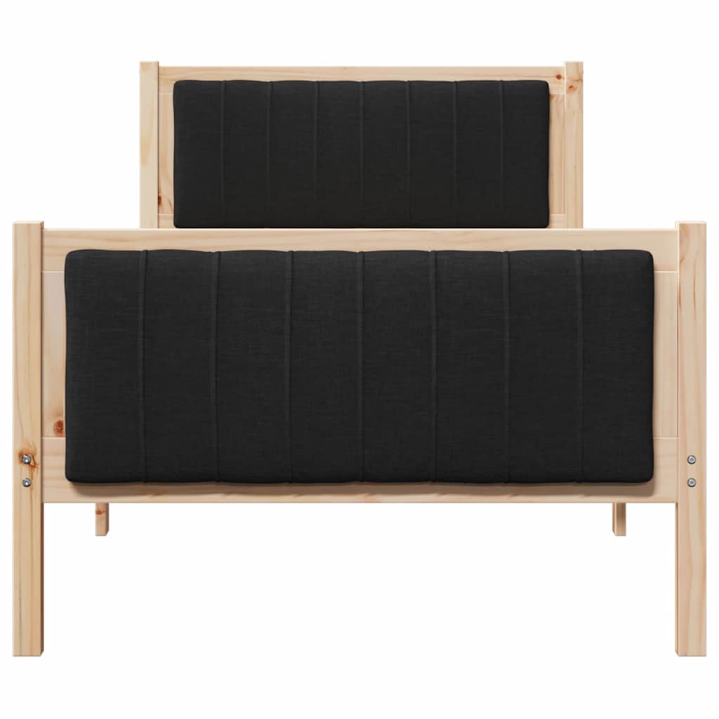 Ágykeret fejtámlával Barna és fekete 90 x 200 cm Tömör fenyőfa