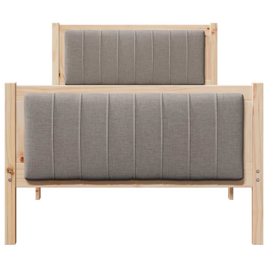 Ágykeret fejtámlával Barna és taupe 90 x 200 cm Tömör fenyőfa