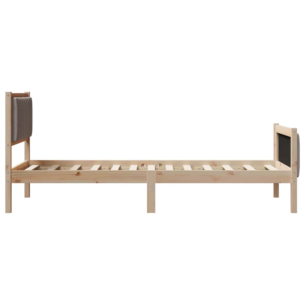 Ágykeret fejtámlával Barna és taupe 90 x 200 cm Tömör fenyőfa