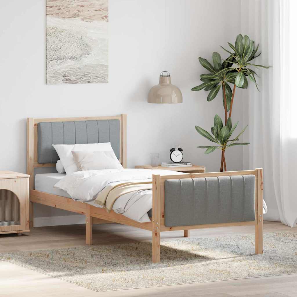 Ágykeret Barna és világosszürke 80 x 200 cm Tömör fenyőfa