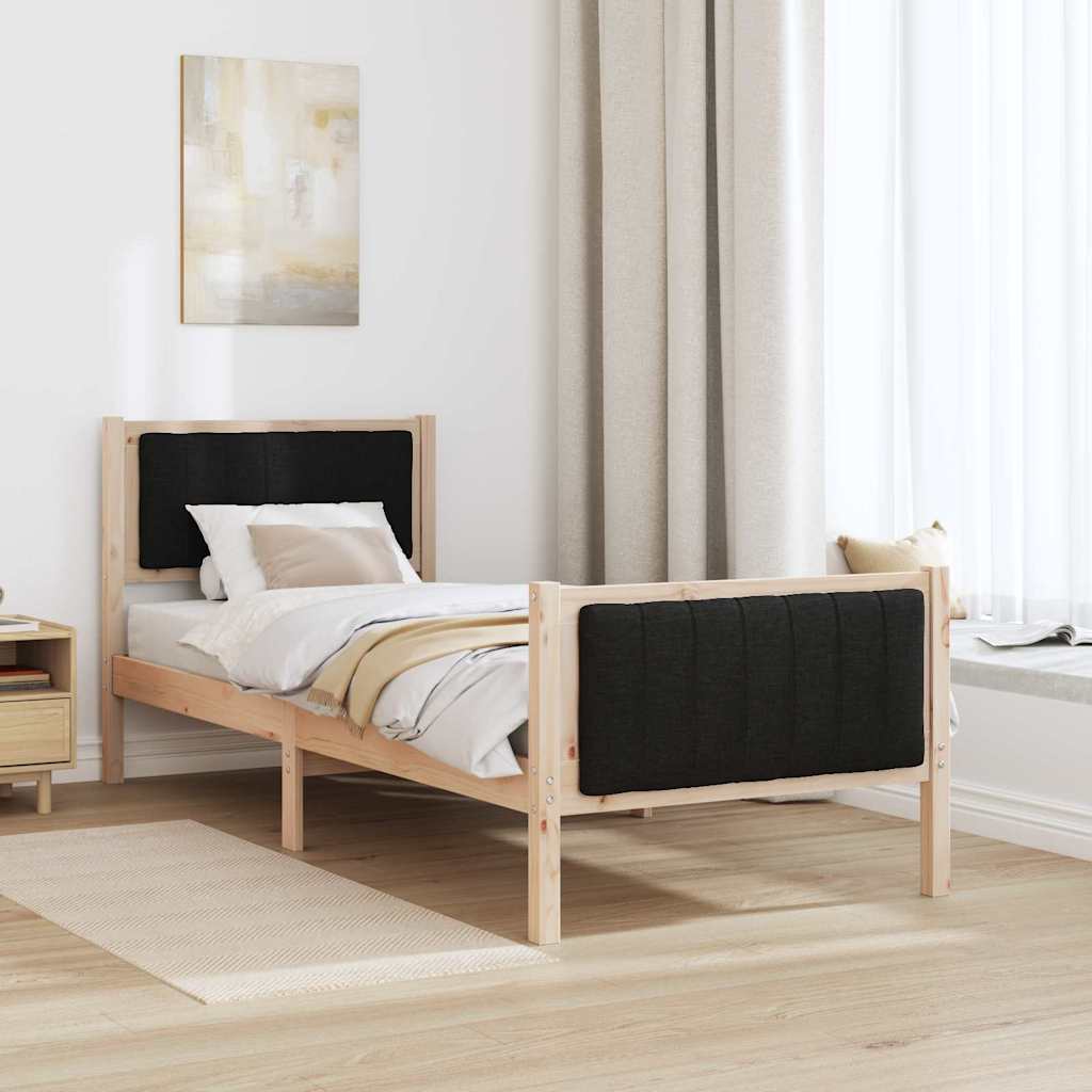 Ágykeret fejtámlával Barna és fekete 80 x 200 cm Tömör fenyőfa