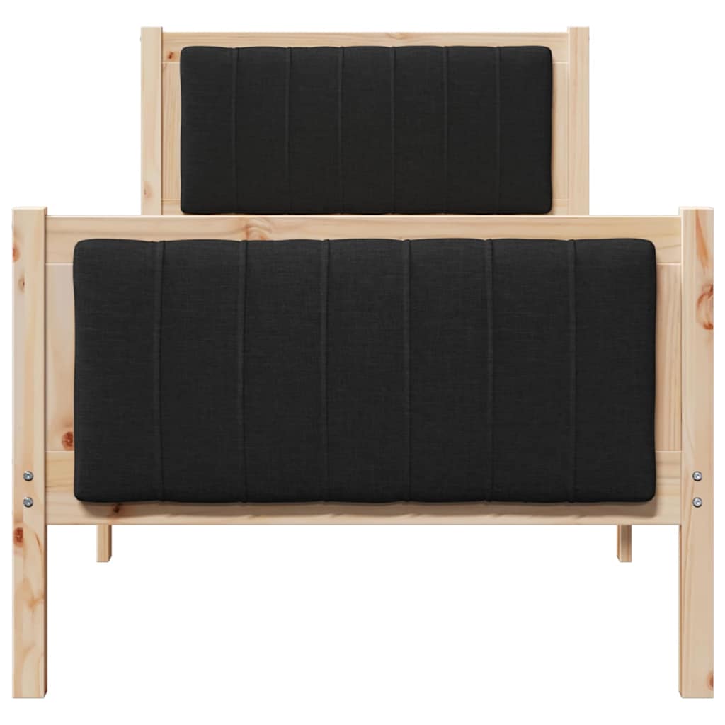Ágykeret fejtámlával Barna és fekete 80 x 200 cm Tömör fenyőfa