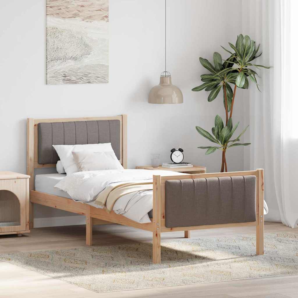 Ágykeret fejtámlával Barna és taupe 80 x 200 cm Tömör fenyőfa