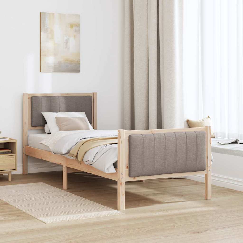Ágykeret fejtámlával Barna és taupe 80 x 200 cm Tömör fenyőfa
