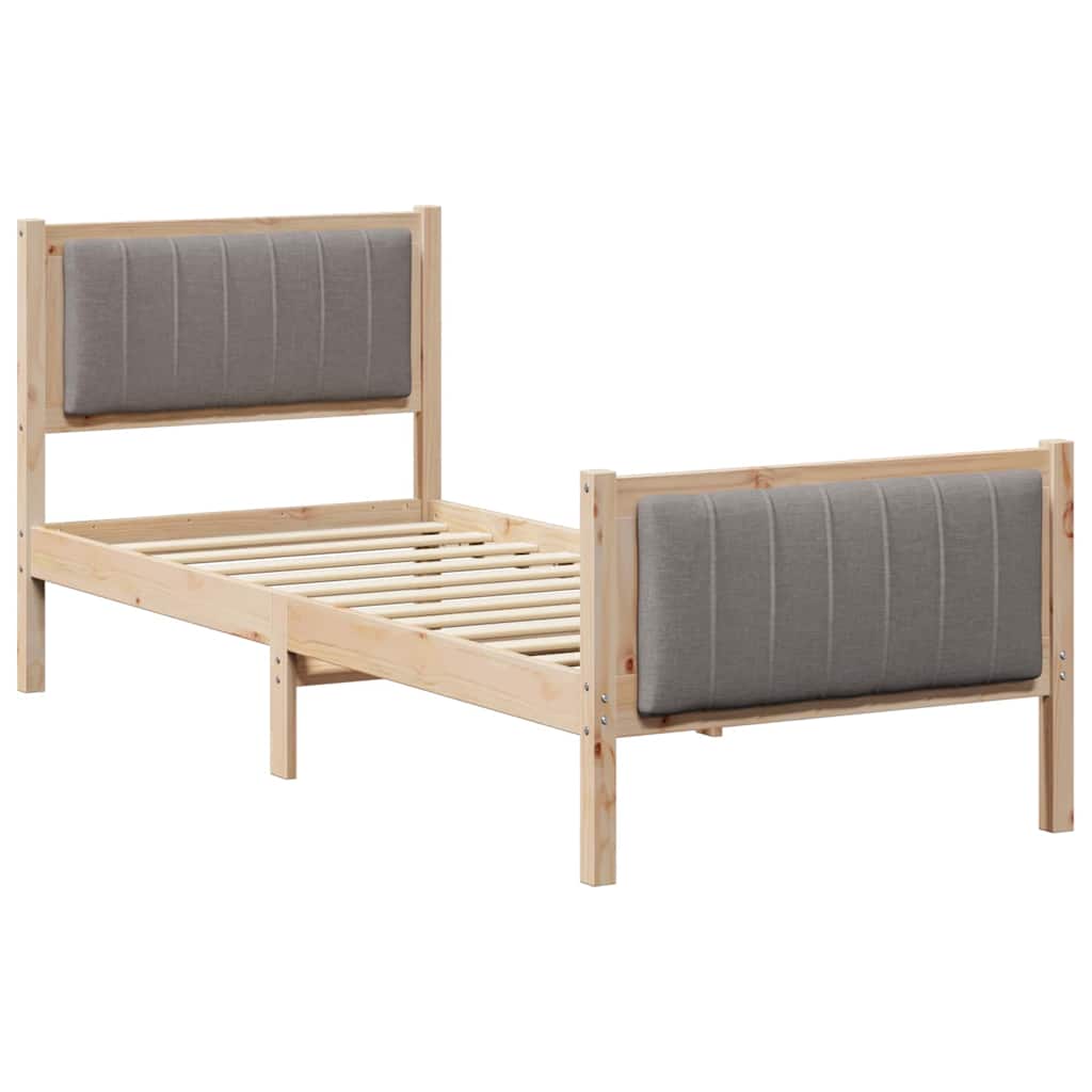 Ágykeret fejtámlával Barna és taupe 80 x 200 cm Tömör fenyőfa