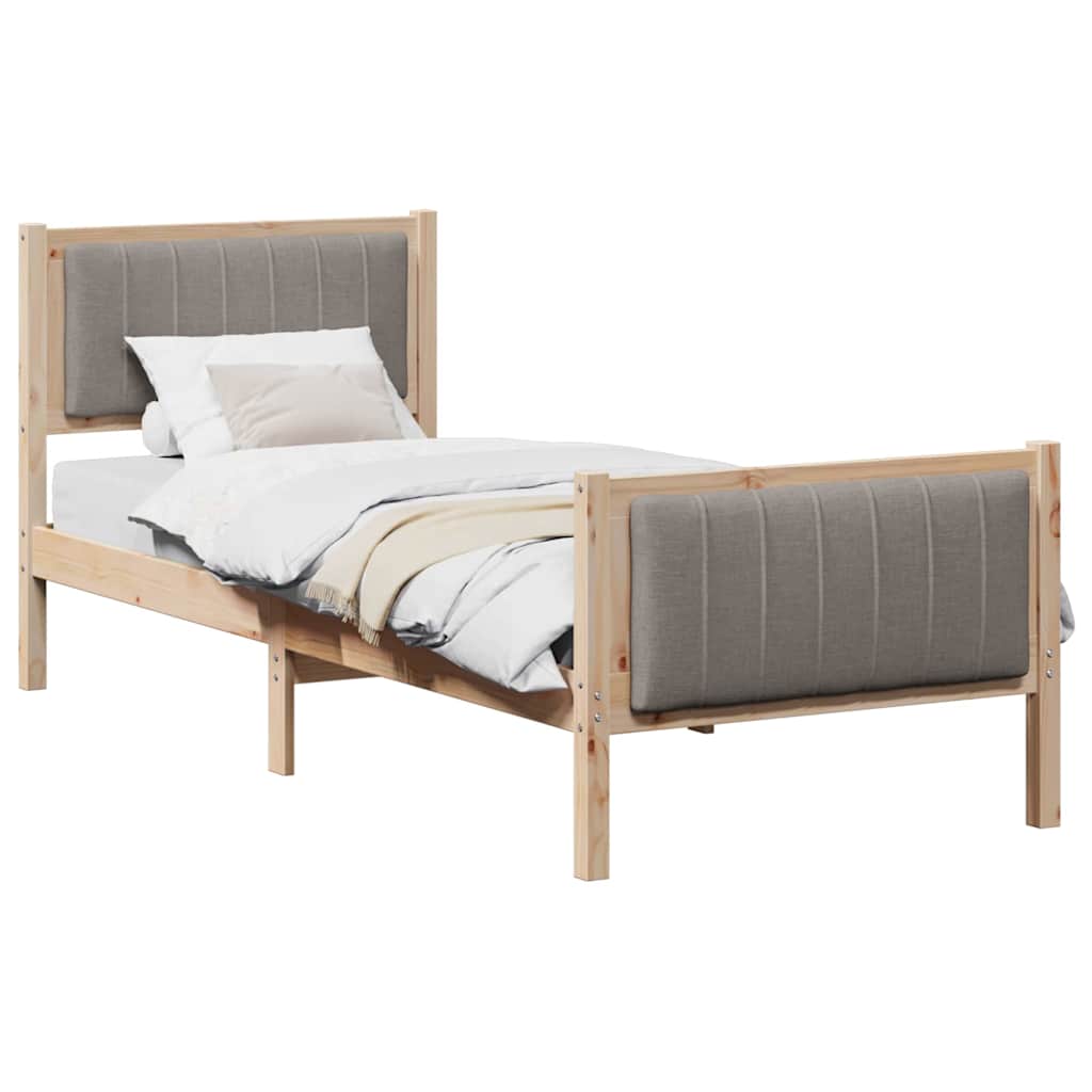 Ágykeret fejtámlával Barna és taupe 80 x 200 cm Tömör fenyőfa