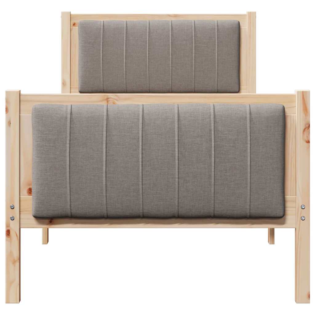 Ágykeret fejtámlával Barna és taupe 75 x 190 cm Tömör fenyőfa