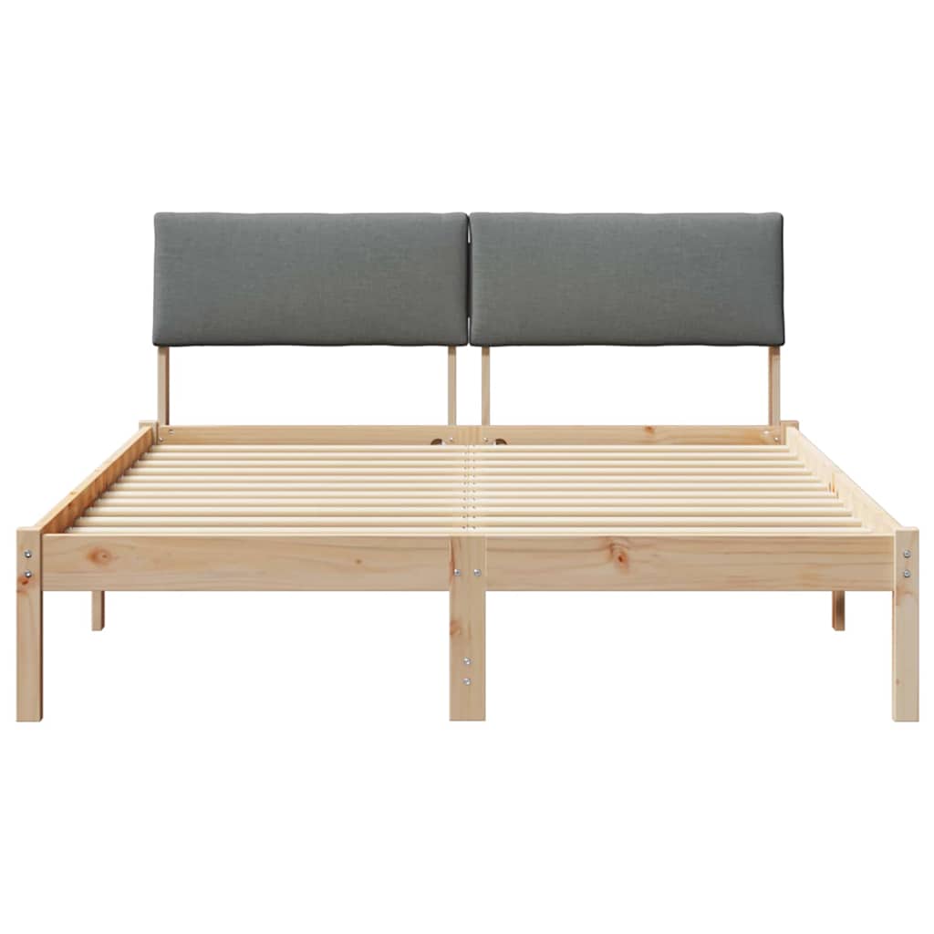 Ágykeret barna és sötétszürke 150 x 200 cm Tömör fenyőfa