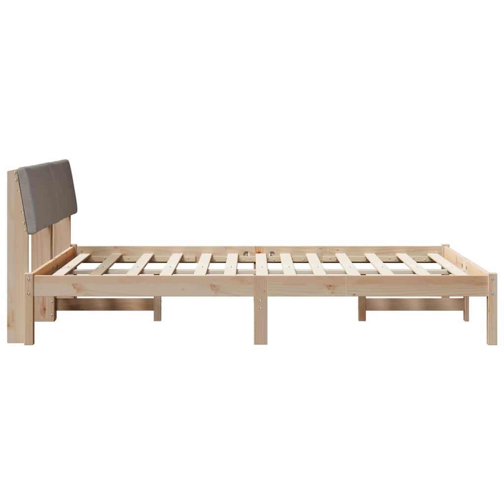 Ágykeret fejtámlával Barna és taupe 150 x 200 cm Tömör fenyőfa