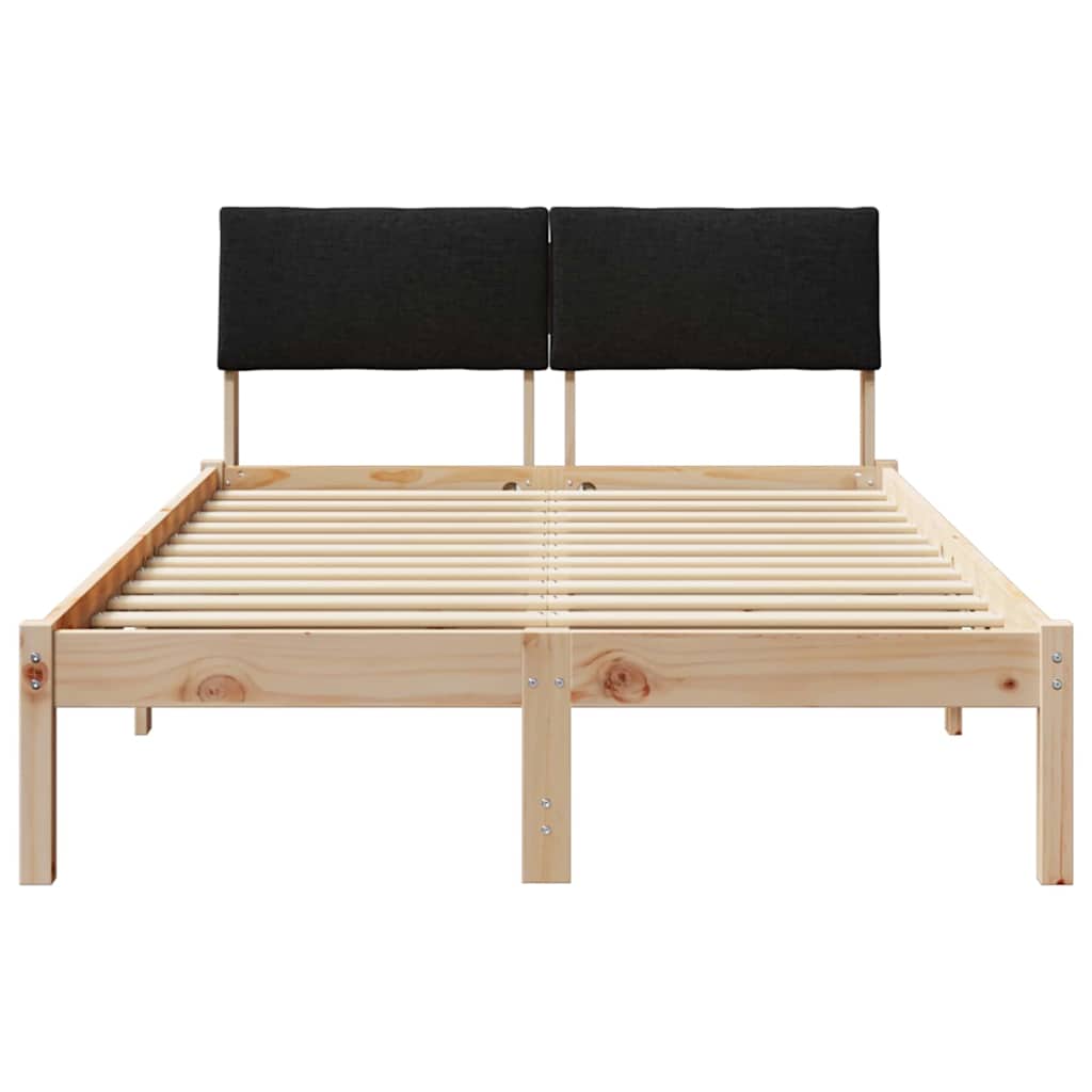 Ágykeret fejtámlával Barna és fekete 120 x 200 cm Tömör fenyőfa