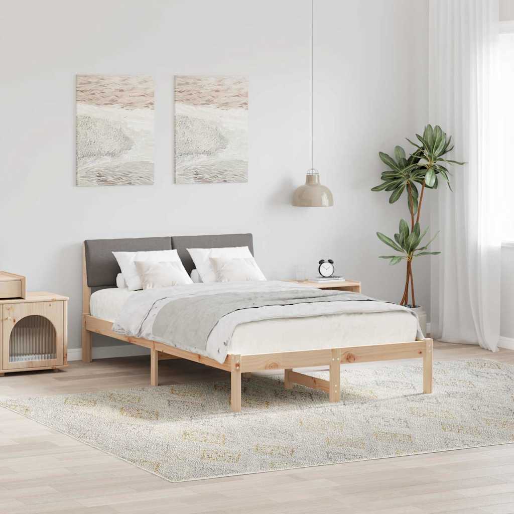 Ágykeret fejtámlával Barna és taupe 120 x 200 cm Tömör fenyőfa