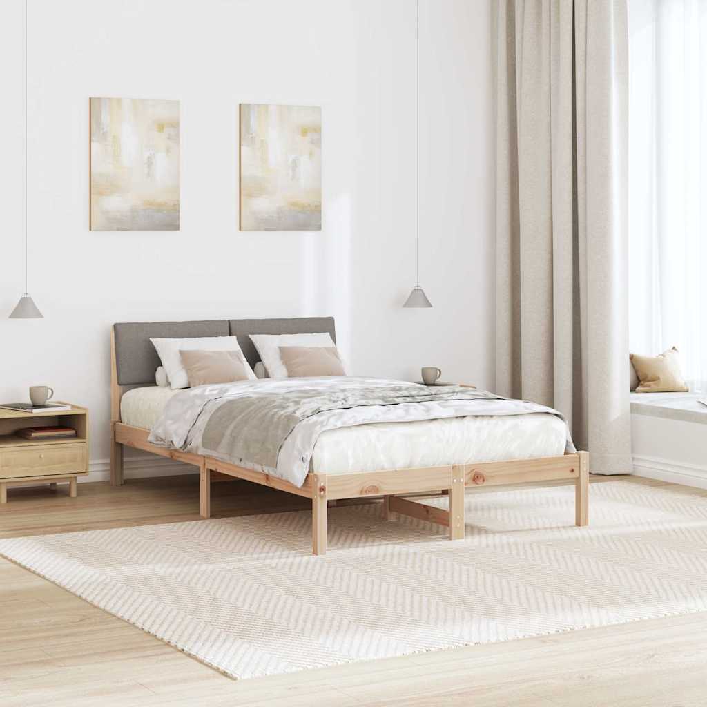 Ágykeret fejtámlával Barna és taupe 120 x 200 cm Tömör fenyőfa