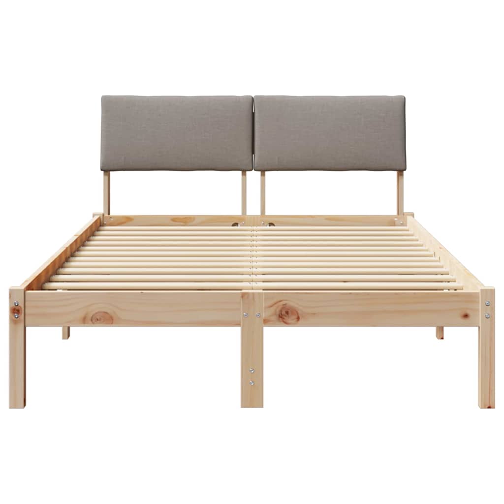 Ágykeret fejtámlával Barna és taupe 120 x 200 cm Tömör fenyőfa