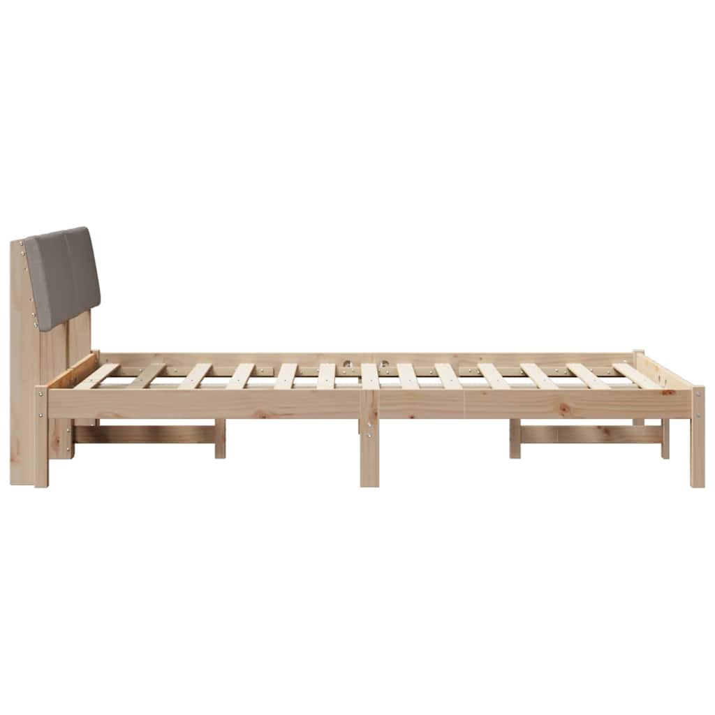 Ágykeret fejtámlával Barna és taupe 120 x 200 cm Tömör fenyőfa