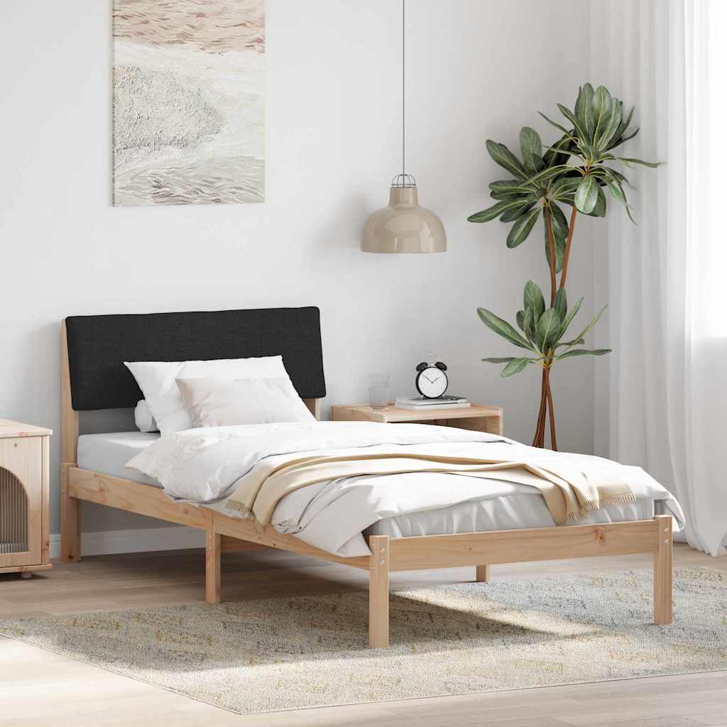 Ágykeret fejtámlával Barna és fekete 100 x 200 cm Tömör fenyőfa