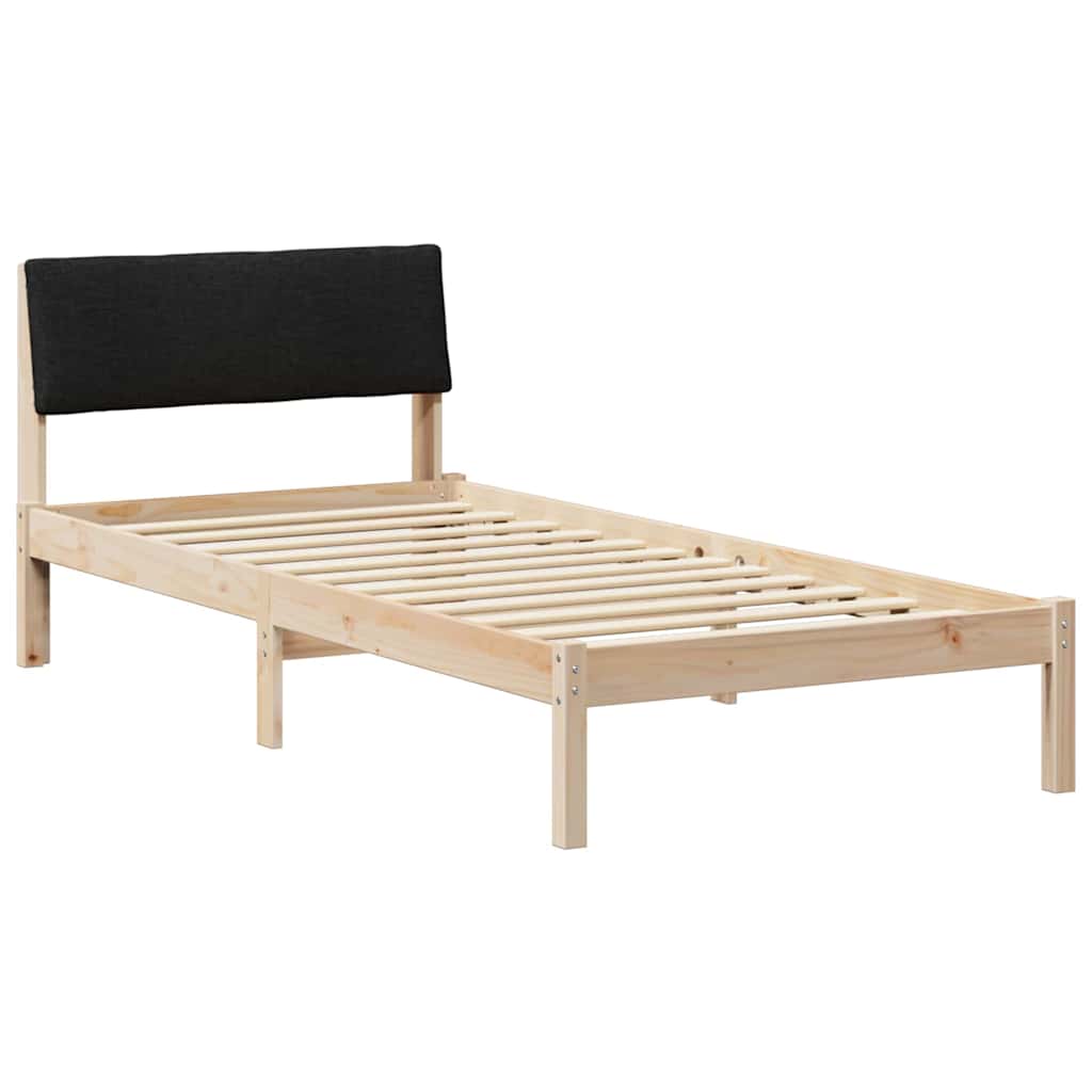 Ágykeret fejtámlával Barna és fekete 100 x 200 cm Tömör fenyőfa