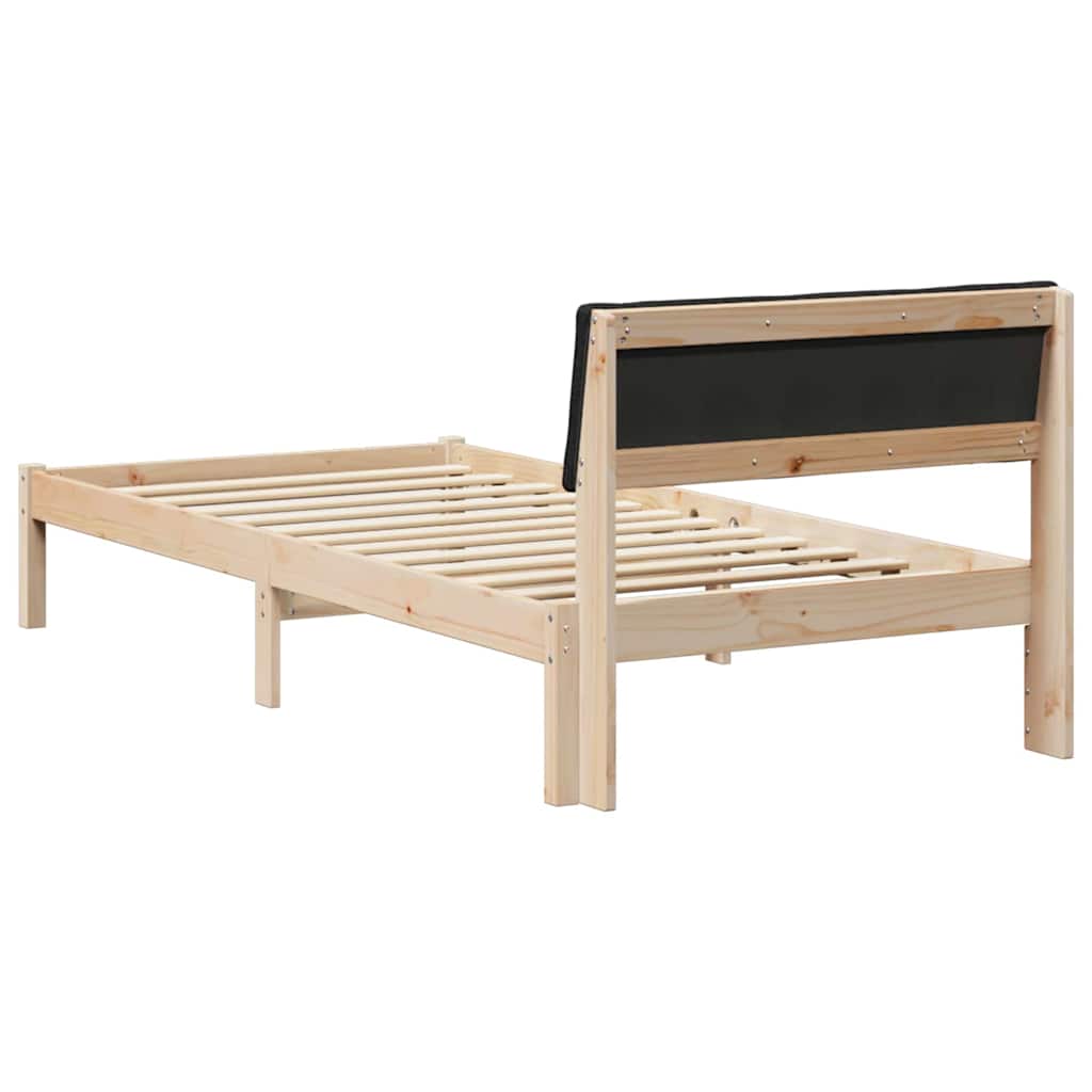 Ágykeret fejtámlával Barna és fekete 100 x 200 cm Tömör fenyőfa