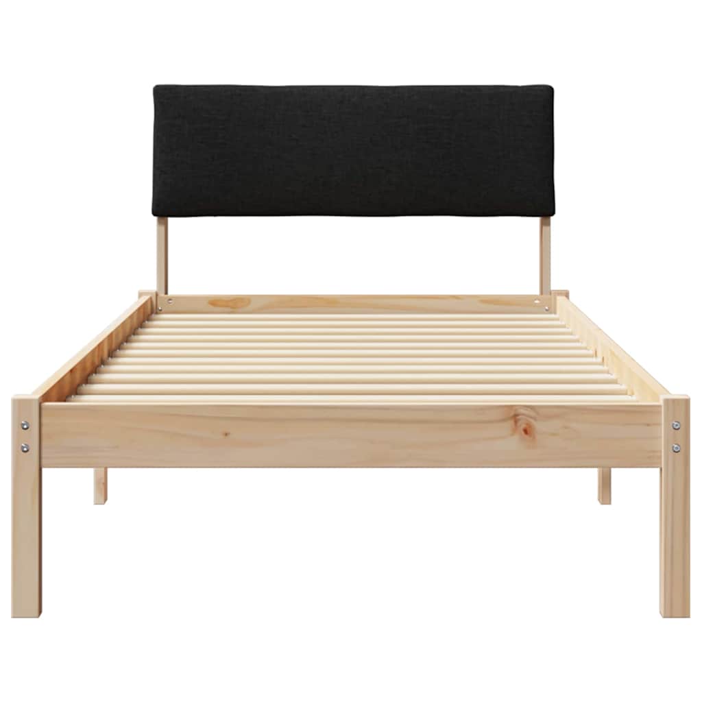 Ágykeret fejtámlával Barna és fekete 100 x 200 cm Tömör fenyőfa