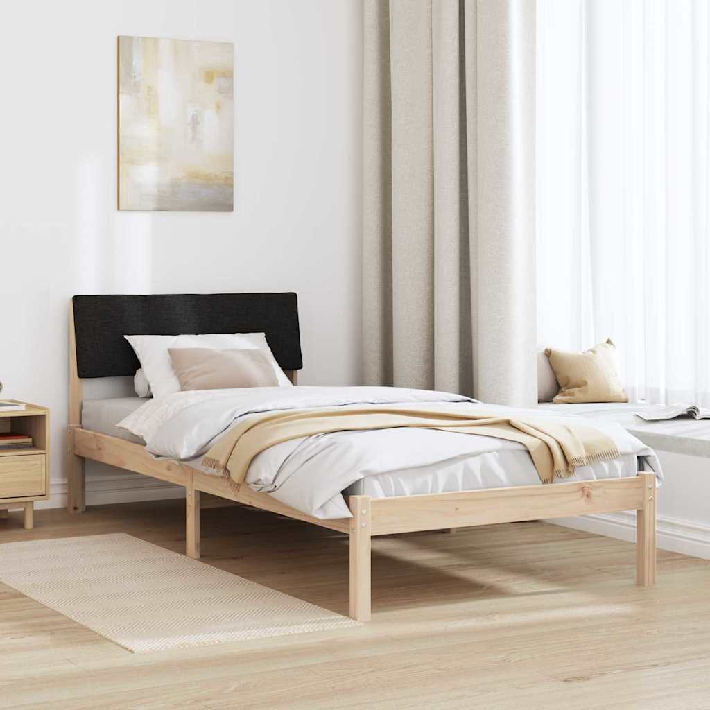 Ágykeret fejtámlával Barna és fekete 90 x 200 cm Tömör fenyőfa