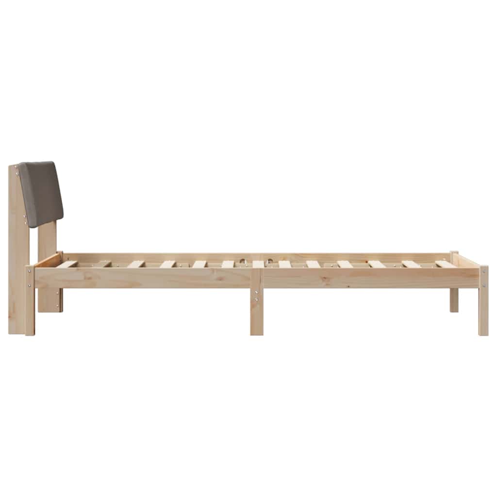 Ágykeret fejtámlával Barna és taupe 90 x 200 cm Tömör fenyőfa