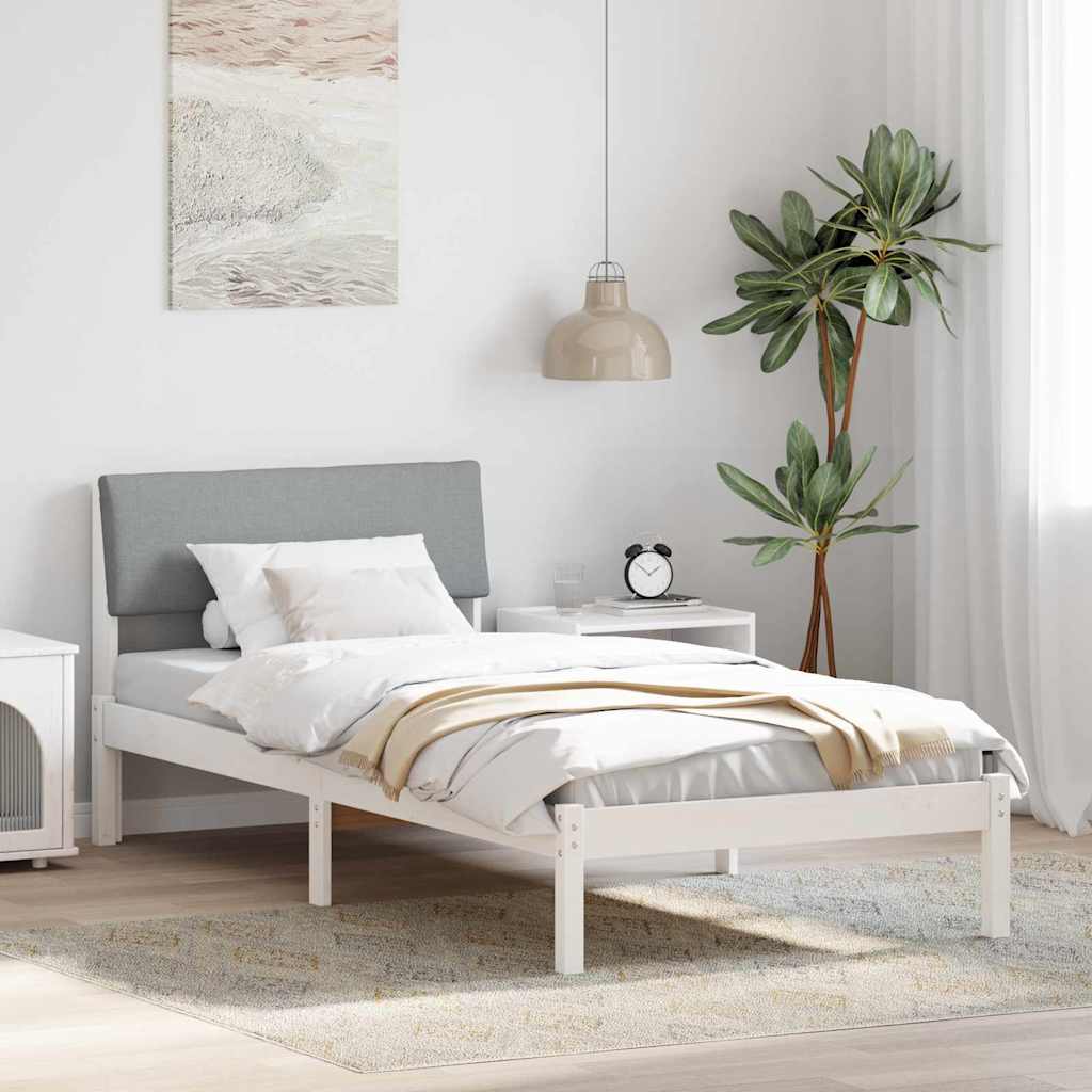 Ágykeret Fehér és világosszürke 90 x 200 cm Tömör fenyőfa