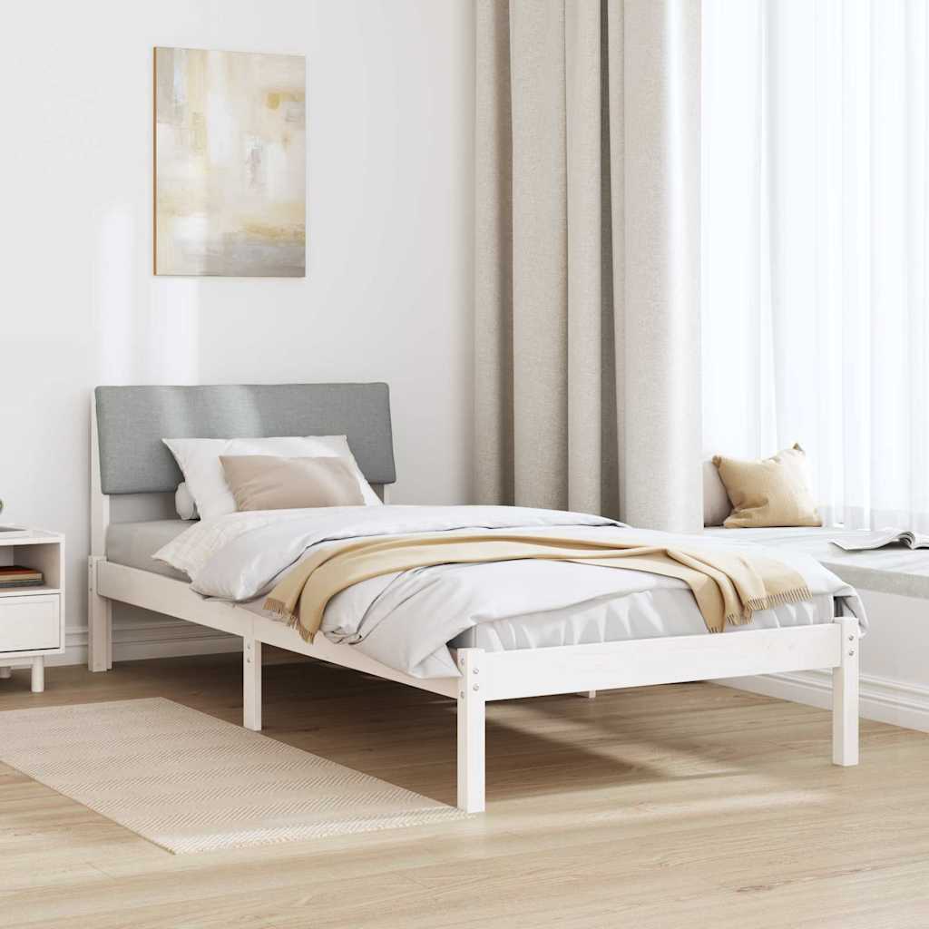 Ágykeret Fehér és világosszürke 90 x 200 cm Tömör fenyőfa
