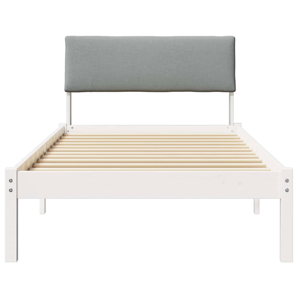 Ágykeret Fehér és világosszürke 90 x 200 cm Tömör fenyőfa