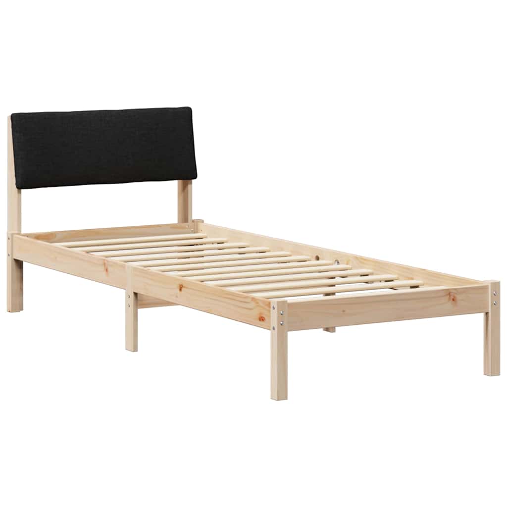 Ágykeret fejtámlával Barna és fekete 80 x 200 cm Tömör fenyőfa