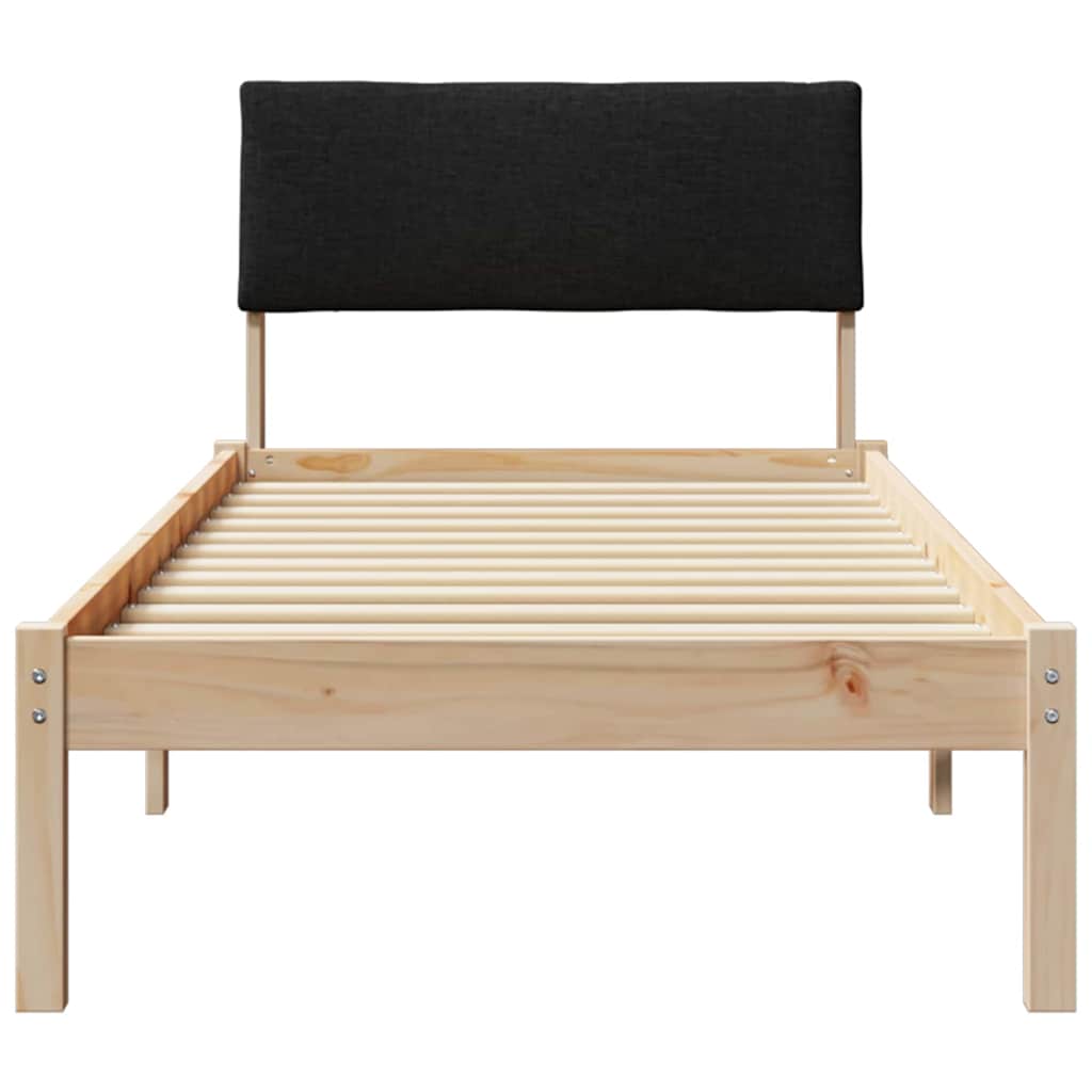Ágykeret fejtámlával Barna és fekete 80 x 200 cm Tömör fenyőfa