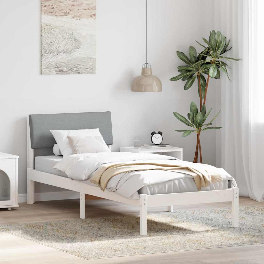 Ágykeret Fehér és világosszürke 80 x 200 cm Tömör fenyőfa