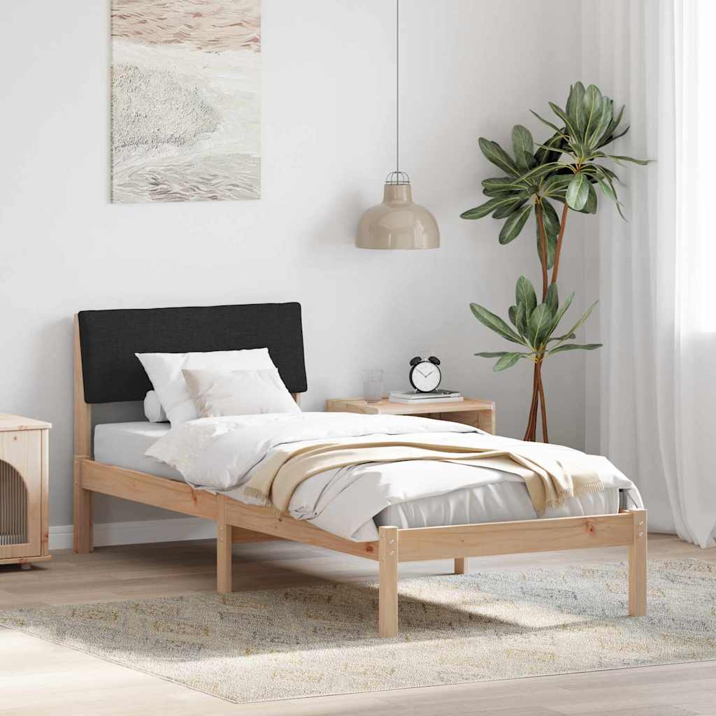 Ágykeret fejtámlával Barna és fekete 75 x 190 cm Tömör fenyőfa