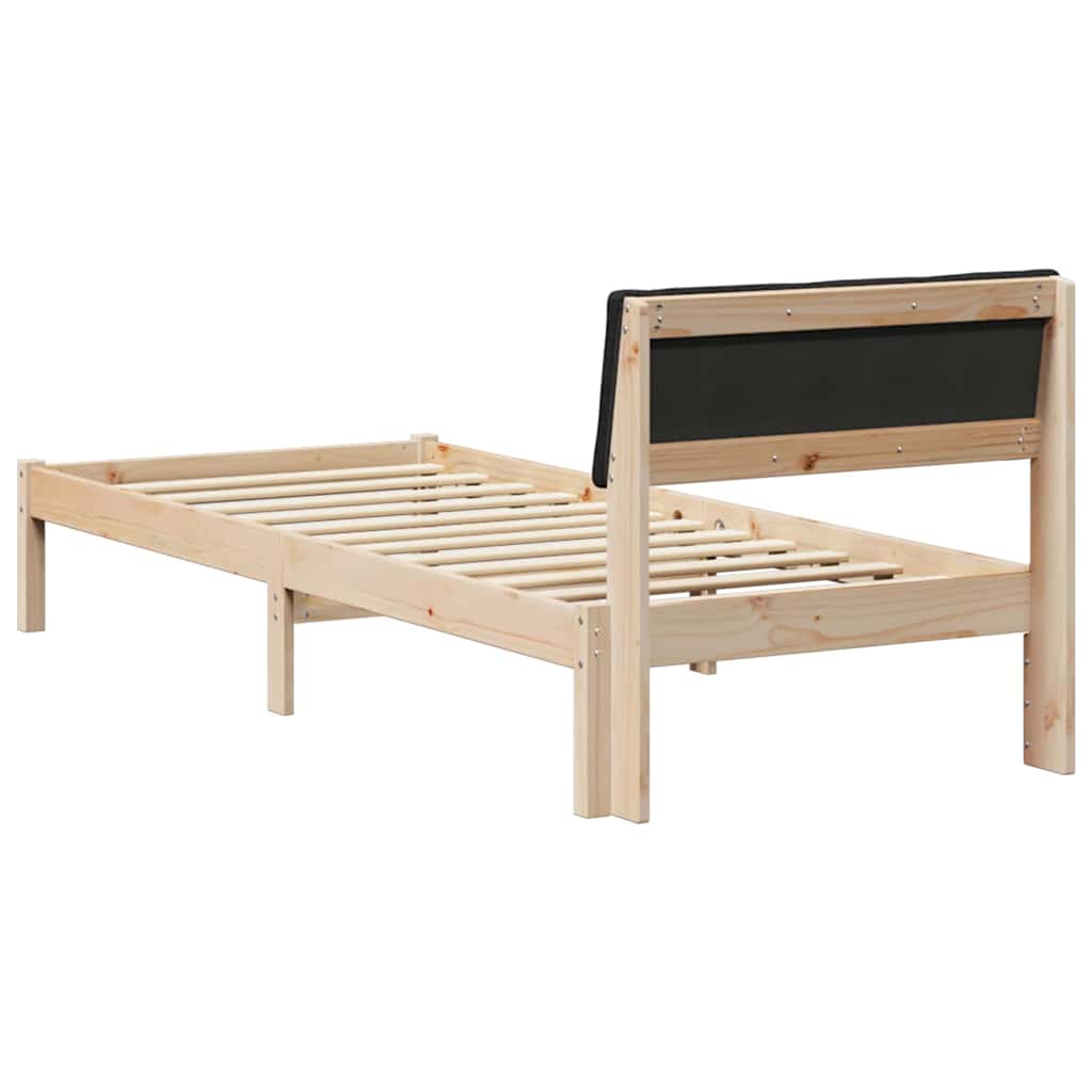 Ágykeret fejtámlával Barna és fekete 75 x 190 cm Tömör fenyőfa