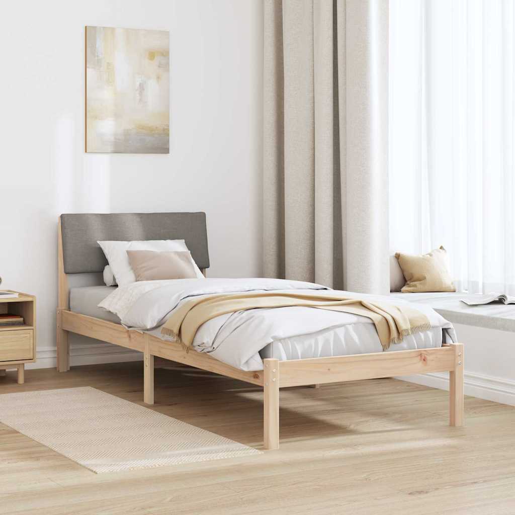 Ágykeret fejtámlával Barna és taupe 75 x 190 cm Tömör fenyőfa