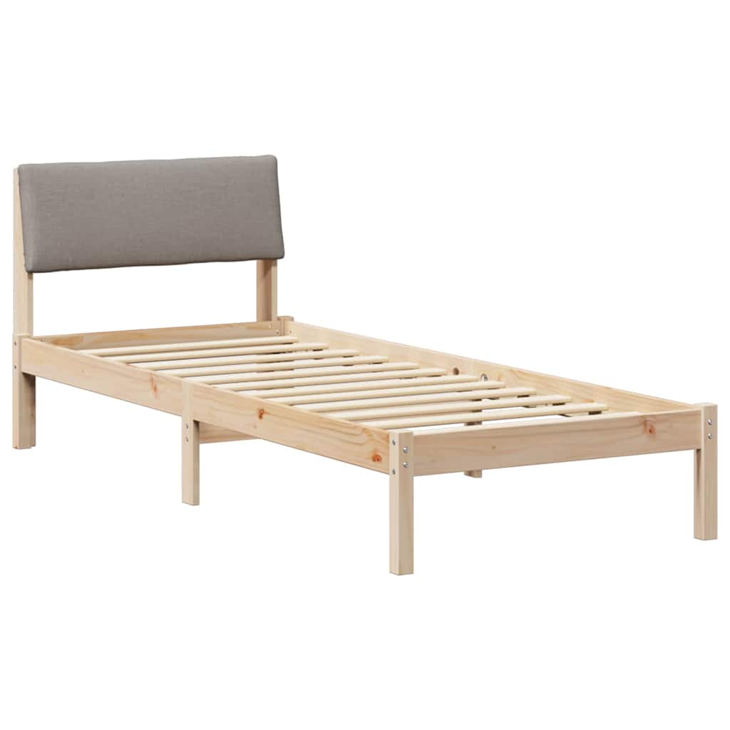 Ágykeret fejtámlával Barna és taupe 75 x 190 cm Tömör fenyőfa