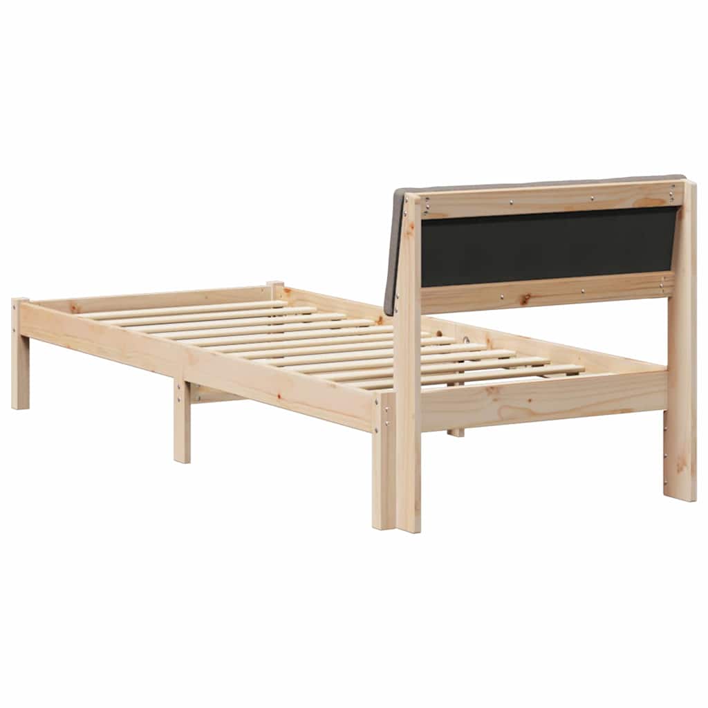 Ágykeret fejtámlával Barna és taupe 75 x 190 cm Tömör fenyőfa