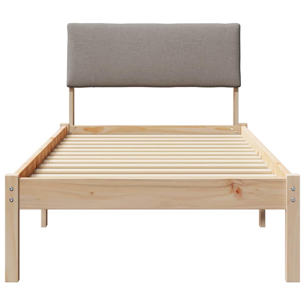 Ágykeret fejtámlával Barna és taupe 75 x 190 cm Tömör fenyőfa