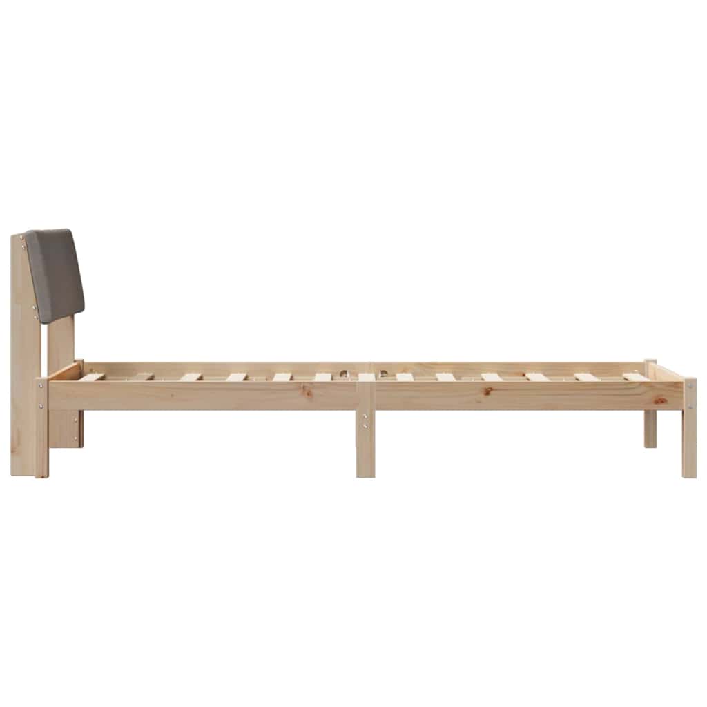 Ágykeret fejtámlával Barna és taupe 75 x 190 cm Tömör fenyőfa