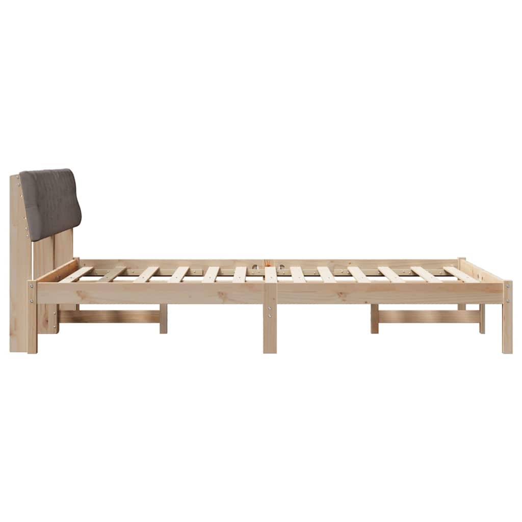 Ágykeret fejtámlával Barna és taupe 150 x 200 cm Tömör fenyőfa